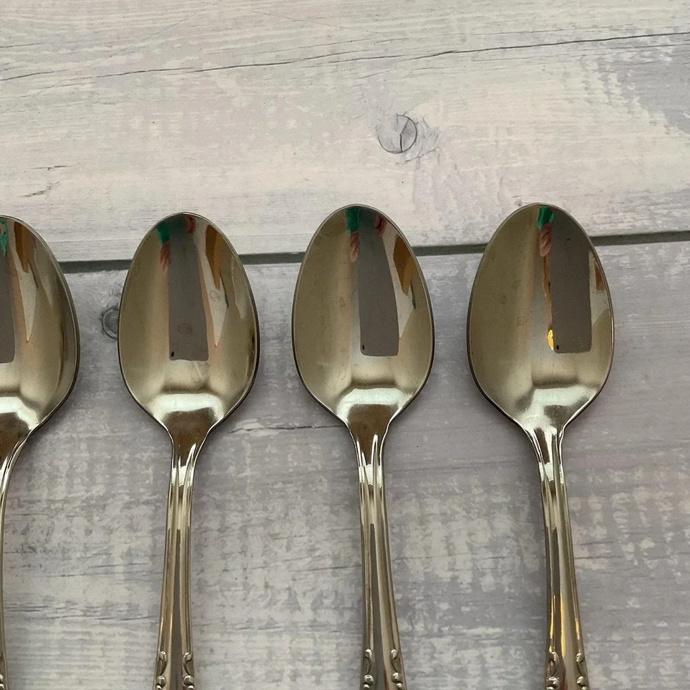 Simeon George Rogers Oneida HOMESTEAD 6 Oval Place Spoons Stainless Flatware #2